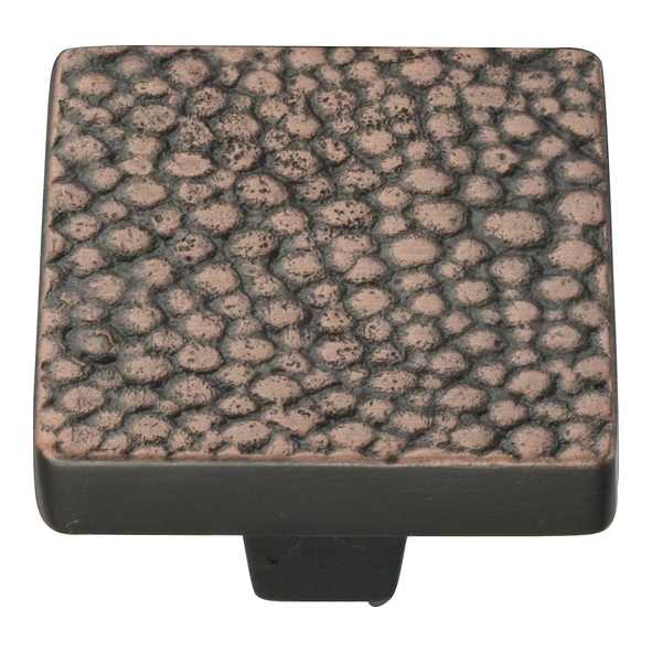 C3653 32-AC • 32 x 32 x 26mm • Aged Copper • Heritage Brass Square Stingray Cabinet Knob